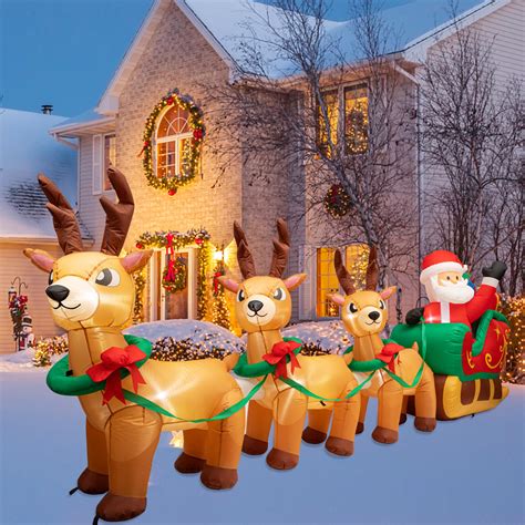 inflatable santa claus and reindeer|12 ft santa claus inflatable.